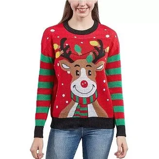 Ugly Christmas Sweater 2022 Elk Snow Tree gebreide trui voor dames